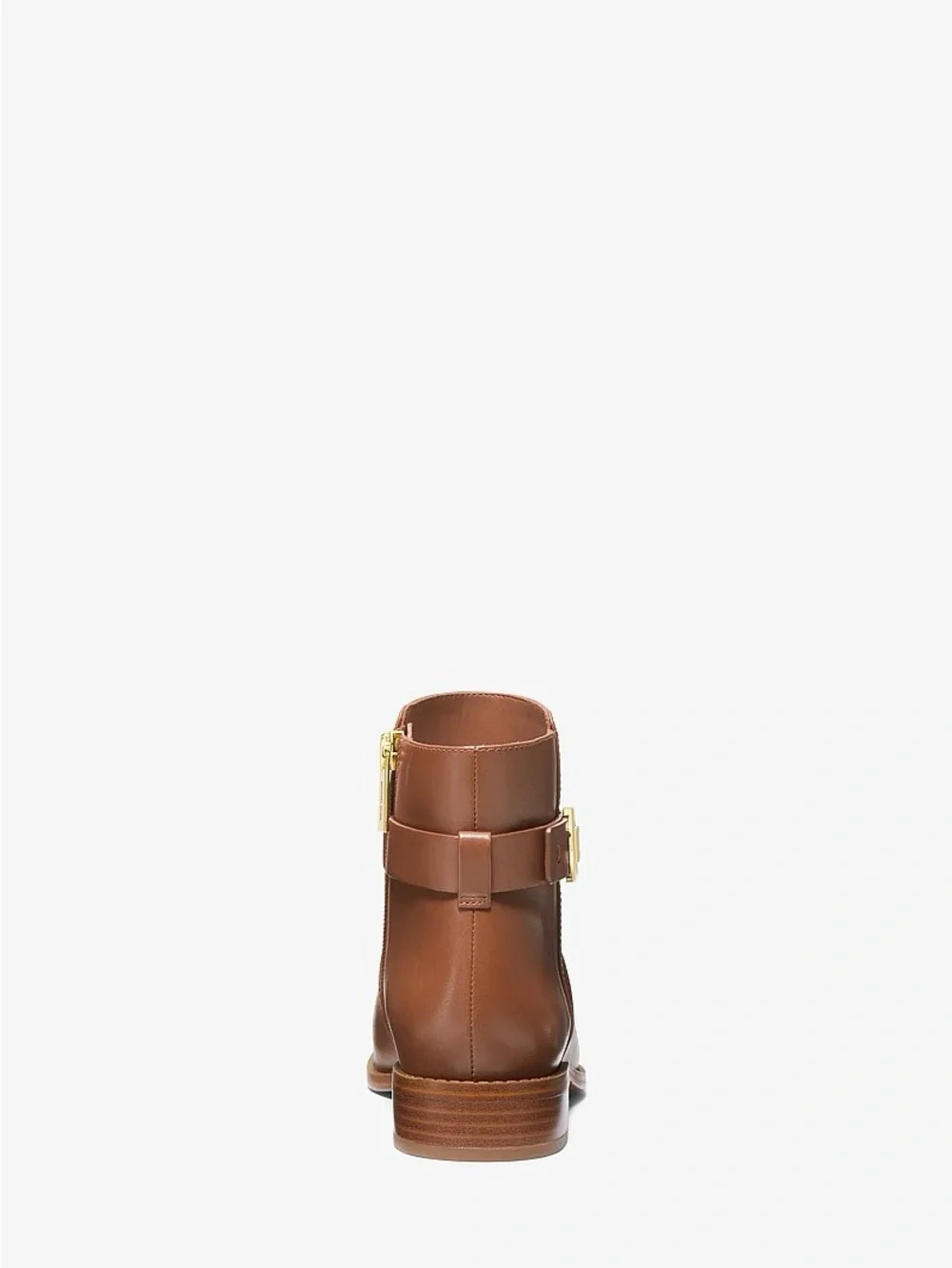 Michael Kors Cognac Leather Ankle Boot with Gold MK Accent